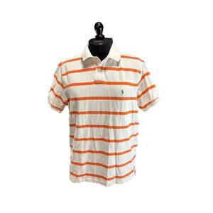 Polo Ralph Lauren Kids Sz XL Short Sleeve Polo Orange White Stripe Green Pony
